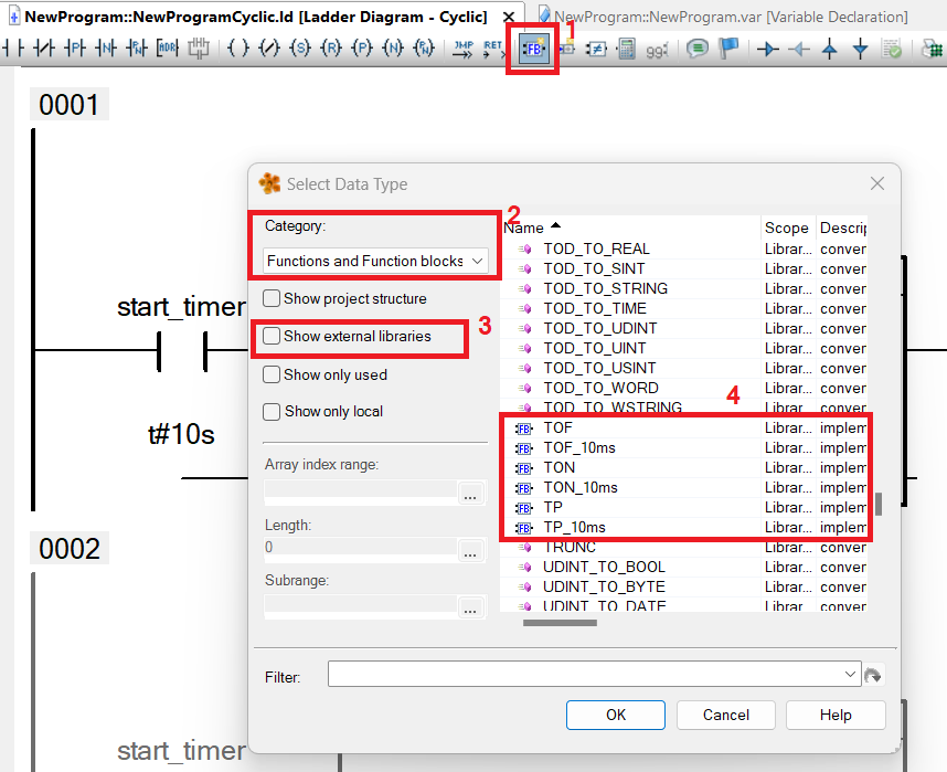 Input And Output Parameter Of Timer Functions Block B&R Automation Studio